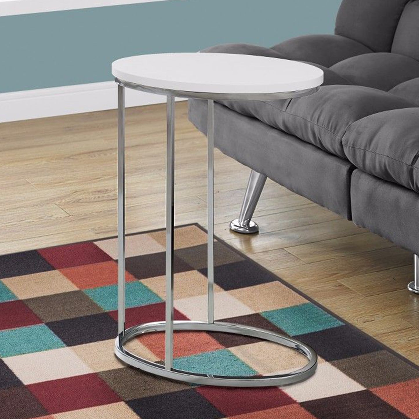 18.5" X 12" X 25" White Particle Board Metal Accent Table-2