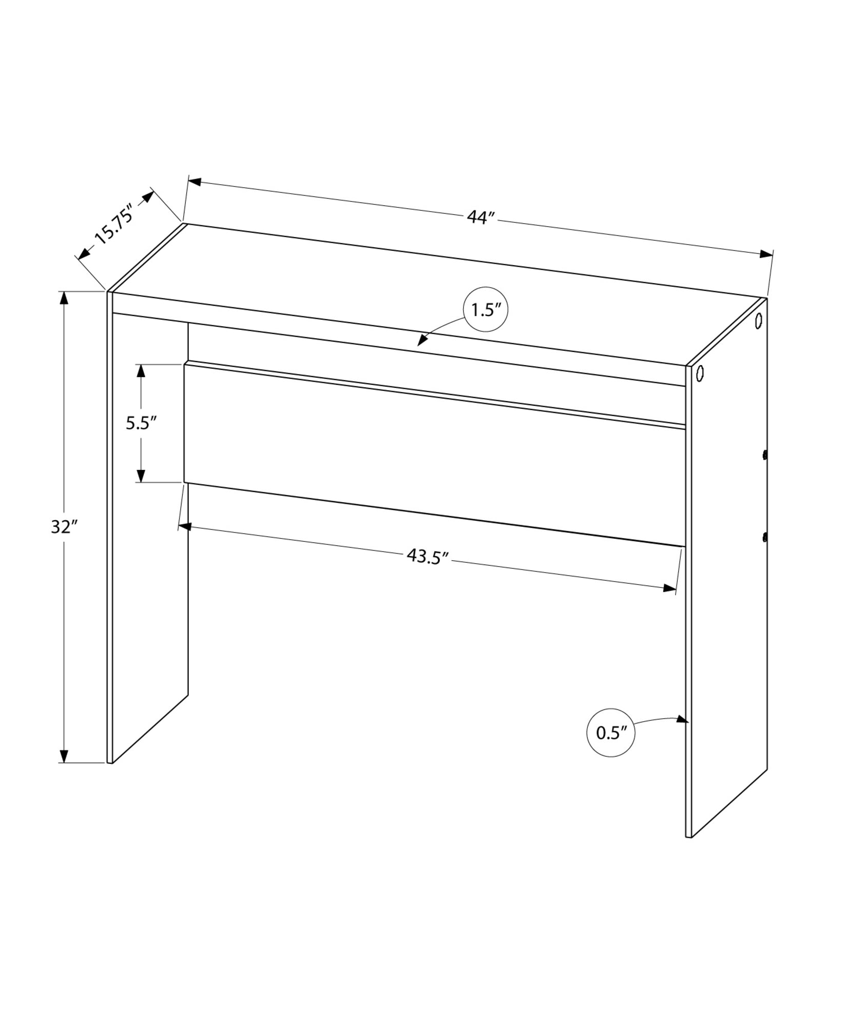 44" White and Clear Solid Console Table-4