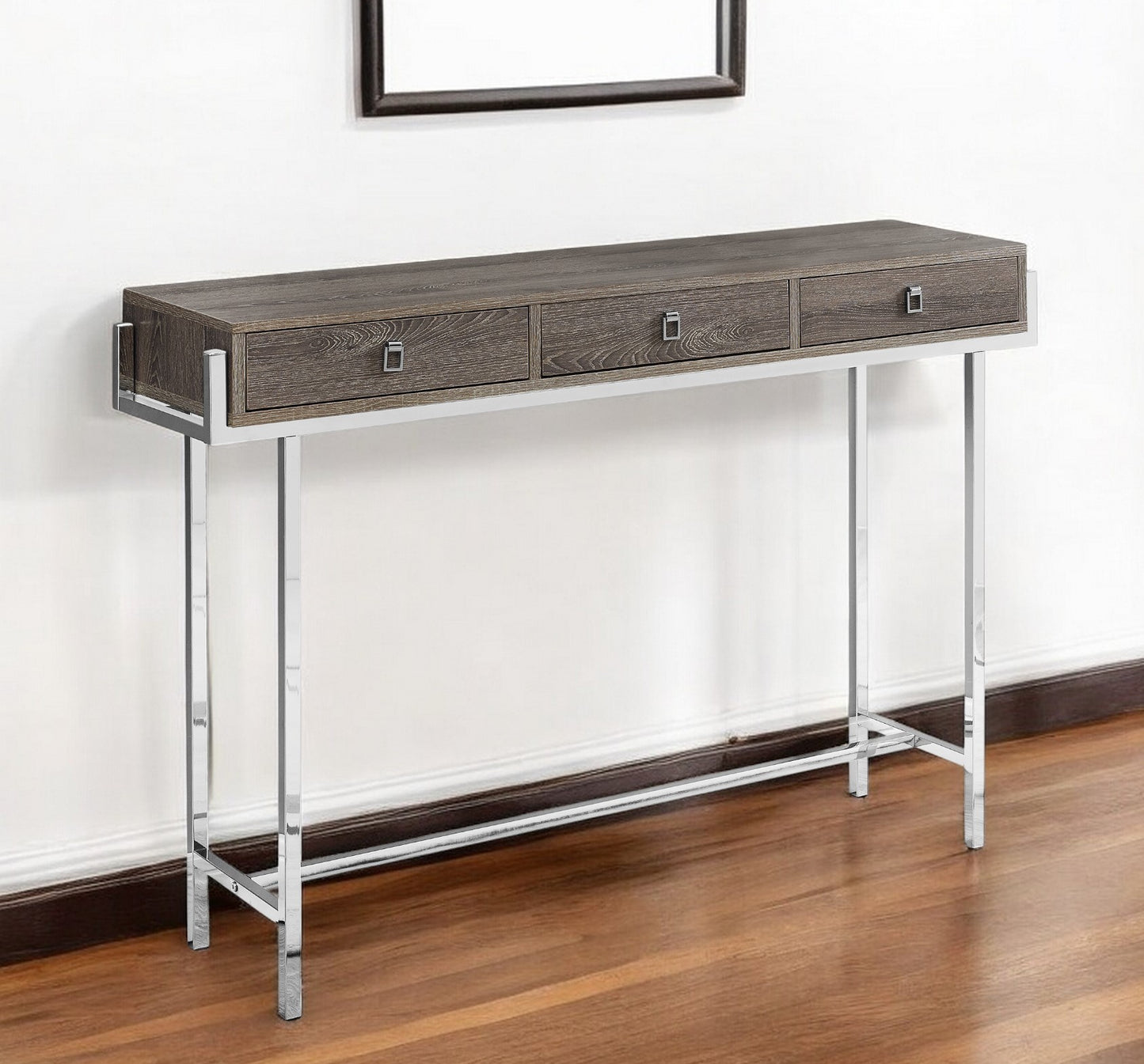 48" Taupe and Silver Console Table And Drawers-1