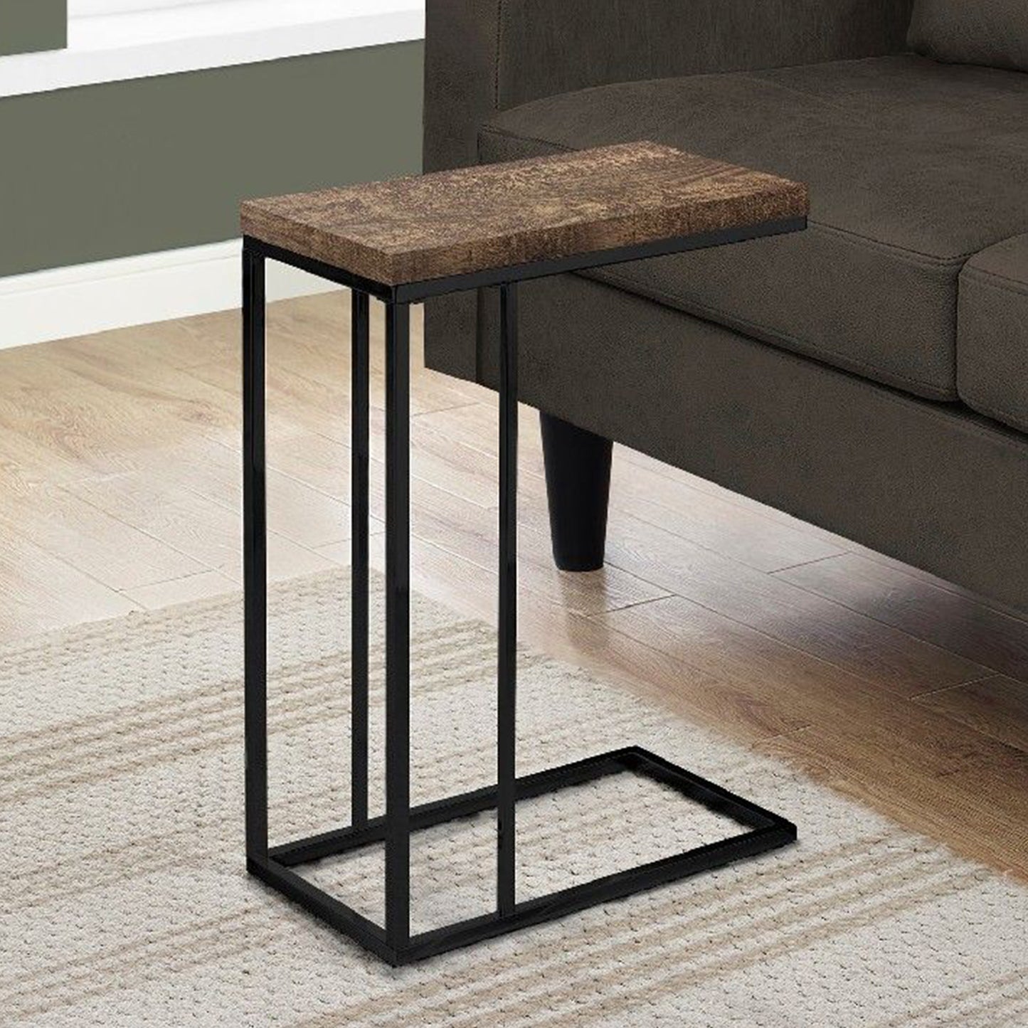 18.25" X 10.25" X 25.25" Brown and Black Particle Board Metal  Accent Table-2