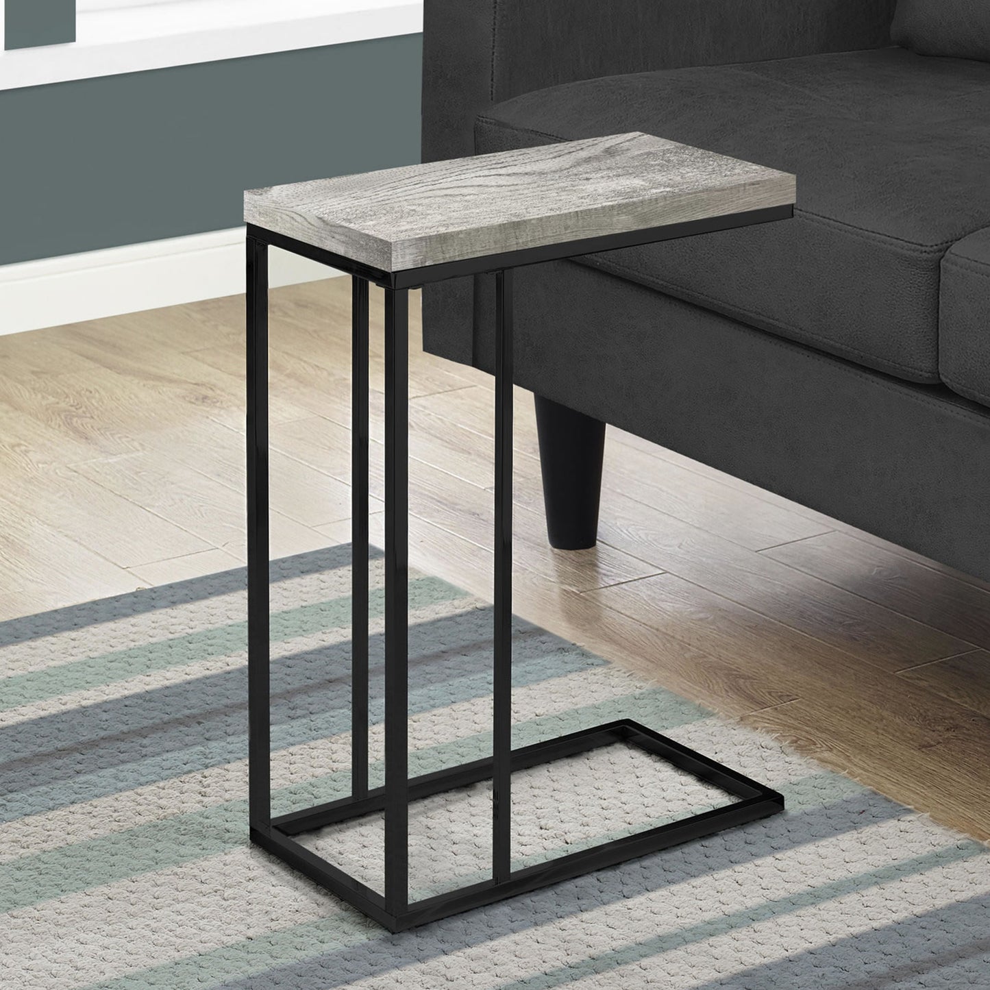 18.25" X 10.25" X 25.25" Greyblack Particle Board Metal  Accent Table-2