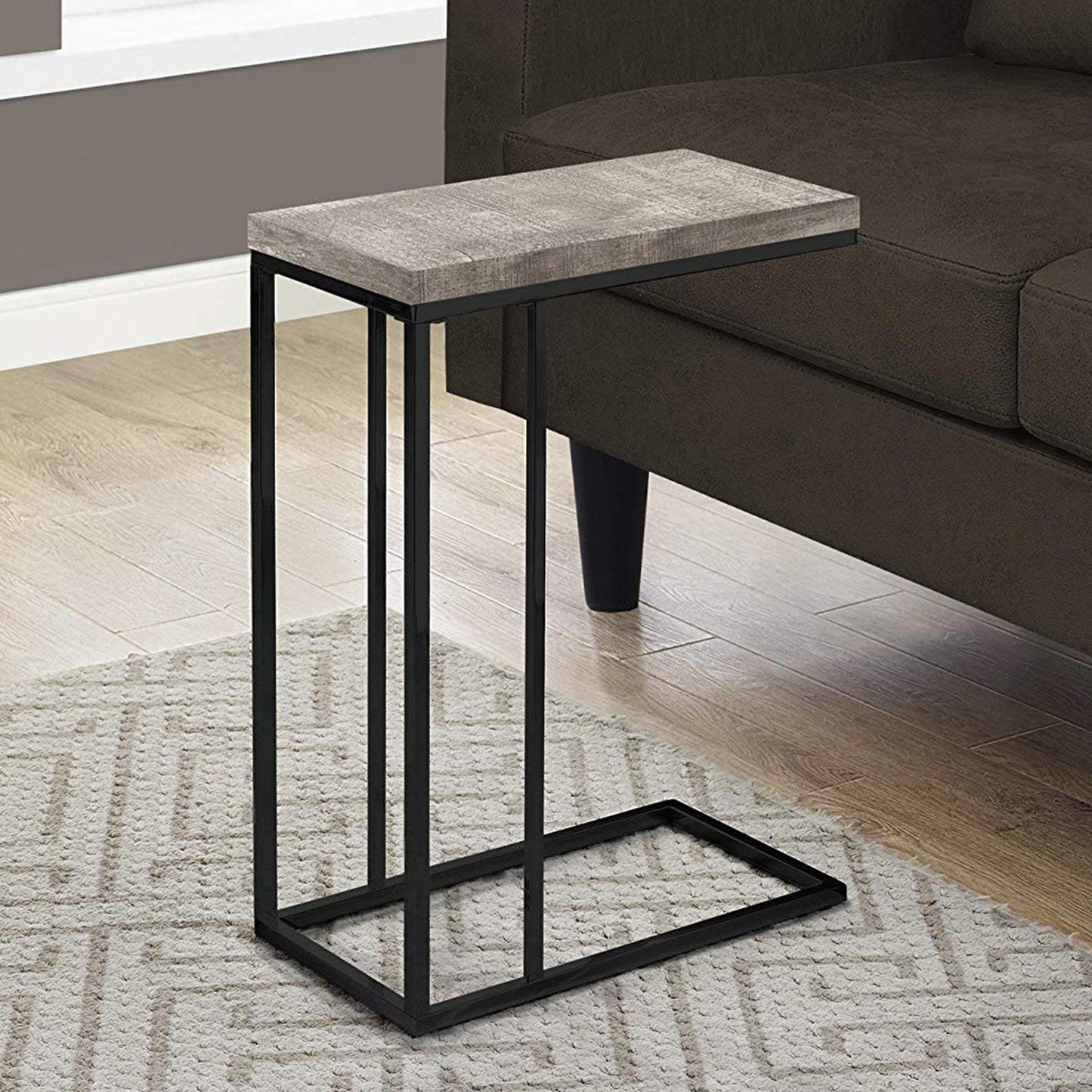 18.25" X 10.25" X 25.25" Taupeblack Particle Board Metal  Accent Table-3