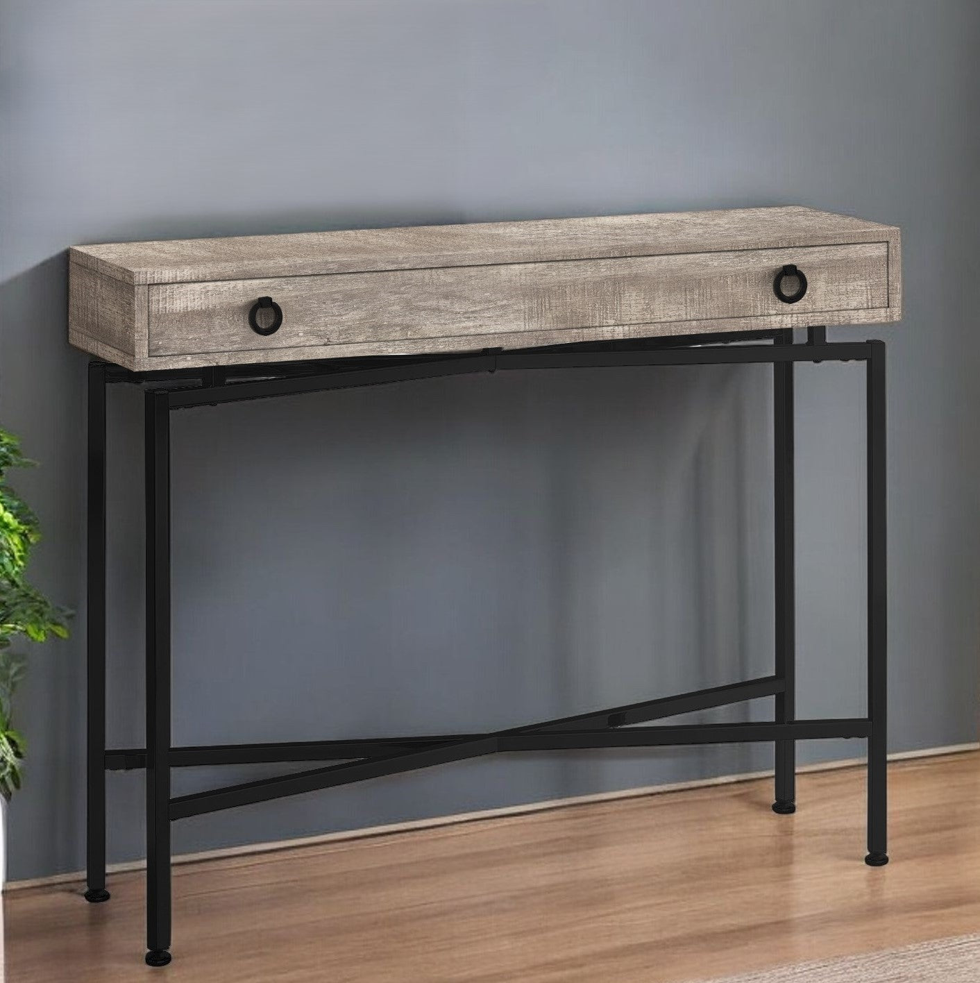 43" Taupe And Black Cross Leg Console Table-1