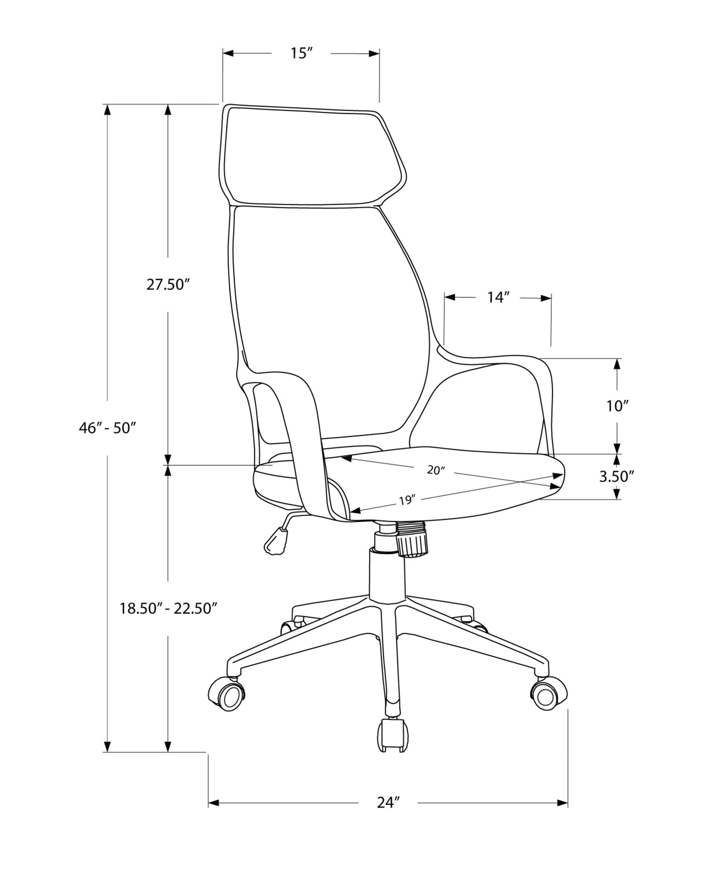 Black Microfiber Seat Swivel Adjustable Executive Chair Fabric Back Plastic Frame