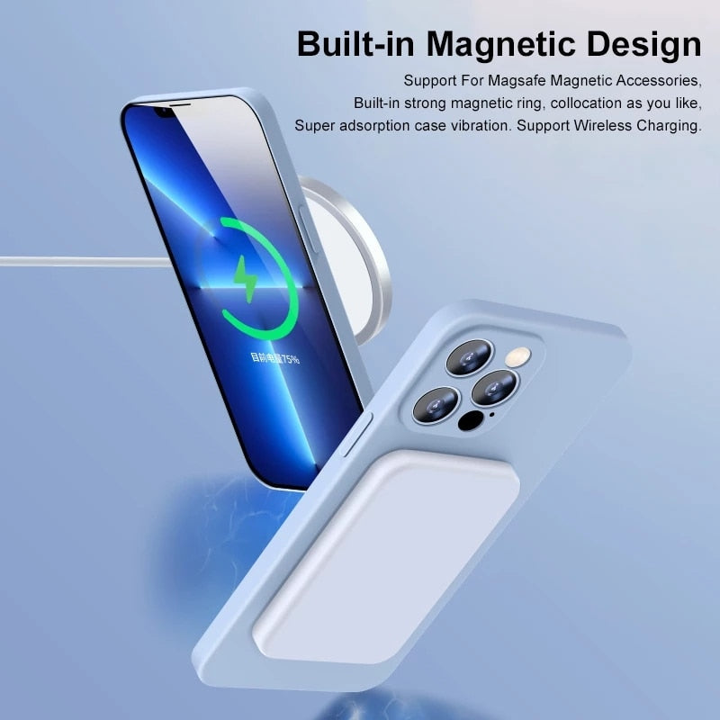 Magnetic Liquid Silicone Case For iPhones