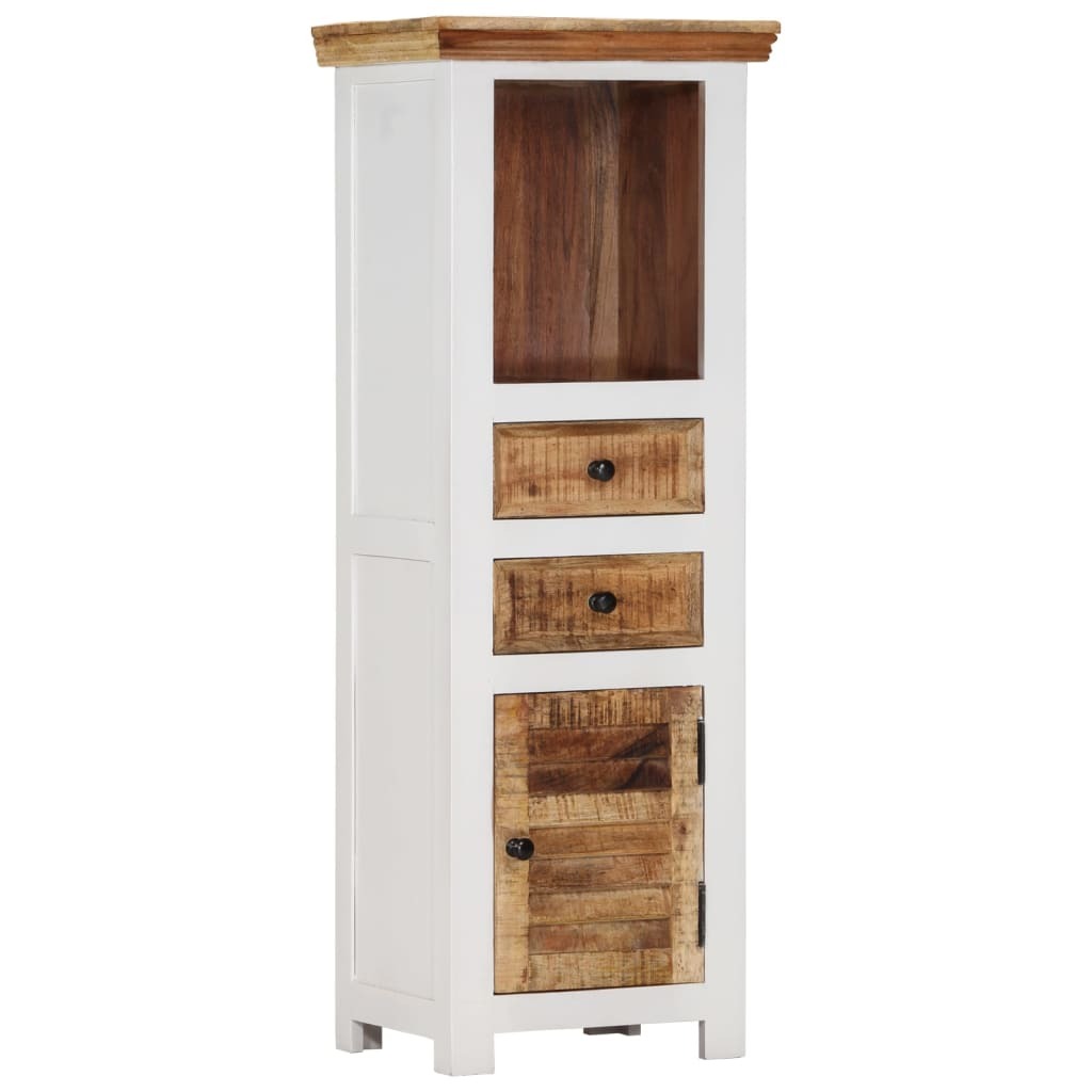 vidaXL Highboard Brown&White 15.7"x11.8"x43.3" Solid Wood Mango and Acacia