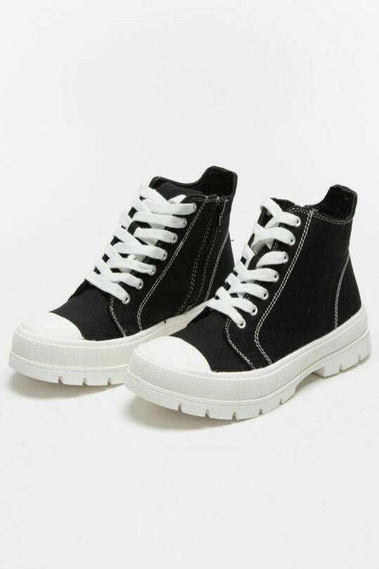 Chunky Platform Heel High-Top Sneakers - American Smart