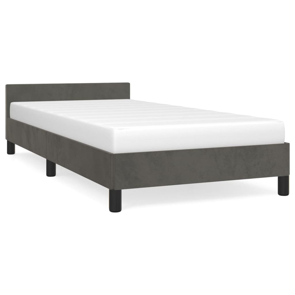 vidaXL Bed Frame with Headboard Dark Gray 39.4"x74.8" Twin Velvet