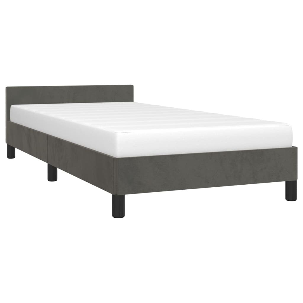 vidaXL Bed Frame with Headboard Dark Gray 39.4"x74.8" Twin Velvet