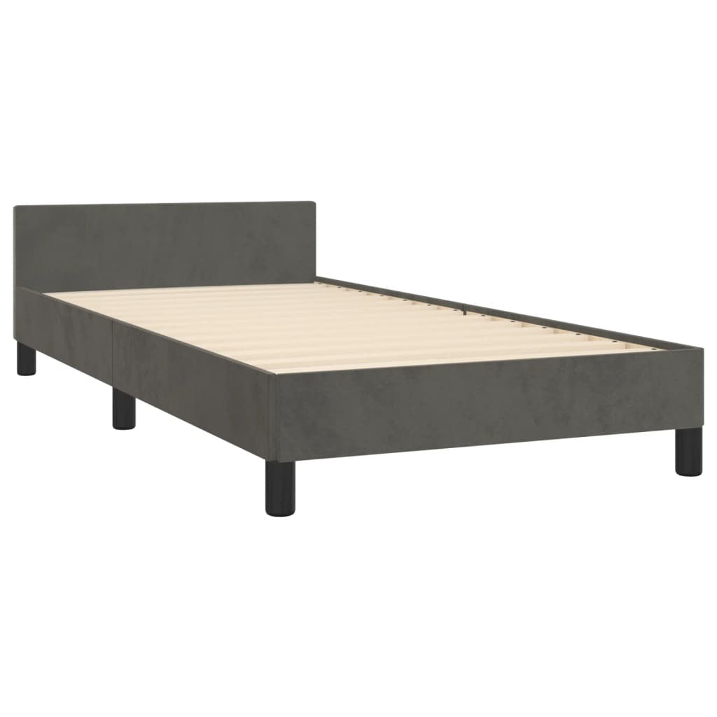 vidaXL Bed Frame with Headboard Dark Gray 39.4"x74.8" Twin Velvet