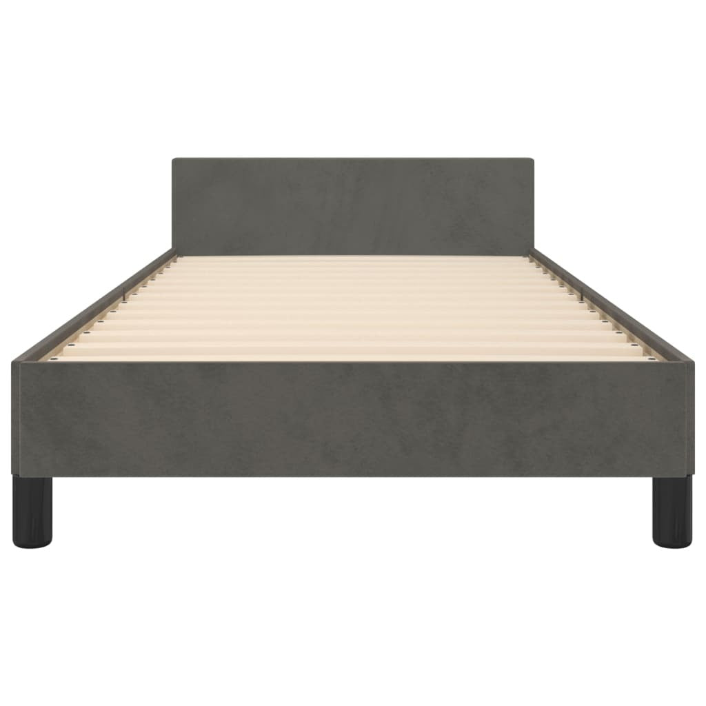 vidaXL Bed Frame with Headboard Dark Gray 39.4"x74.8" Twin Velvet