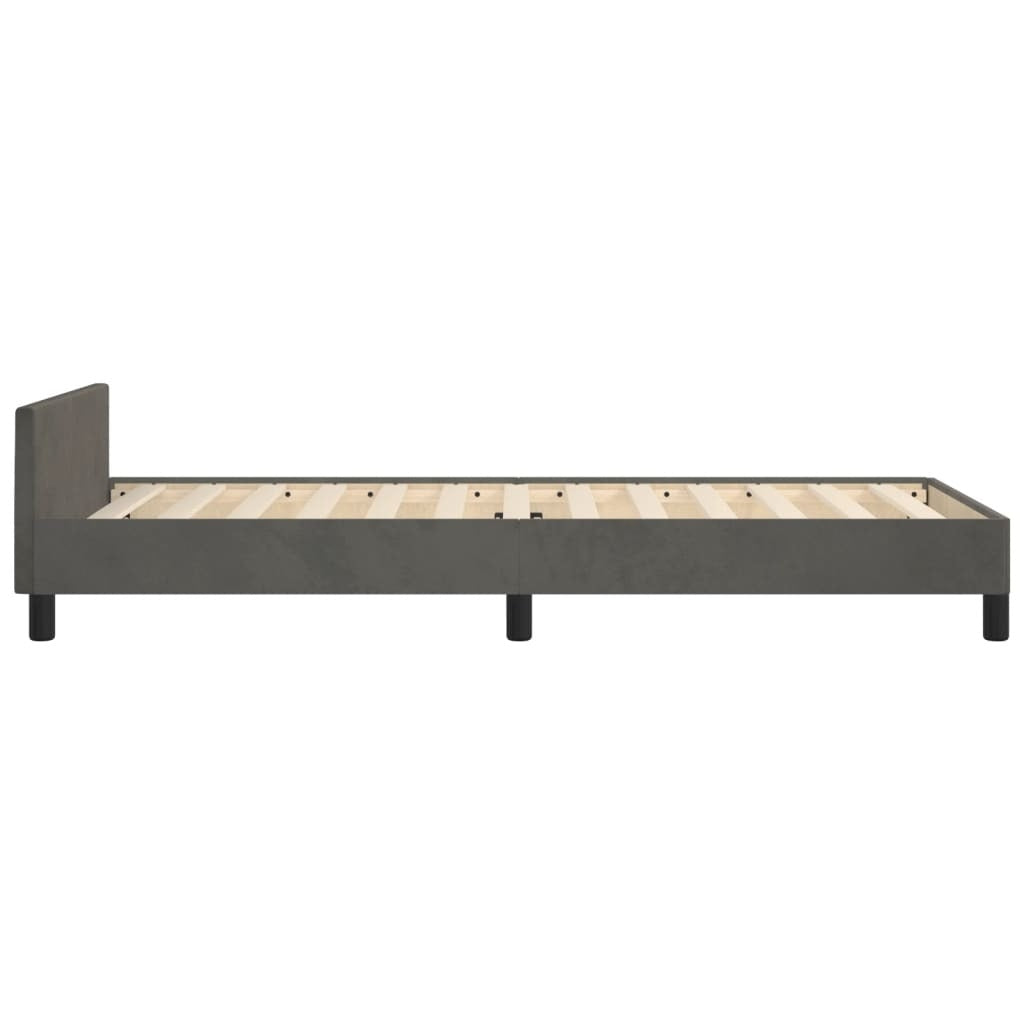 vidaXL Bed Frame with Headboard Dark Gray 39.4"x74.8" Twin Velvet