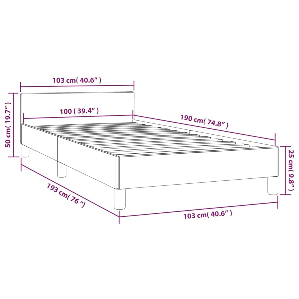 vidaXL Bed Frame with Headboard Dark Gray 39.4"x74.8" Twin Velvet