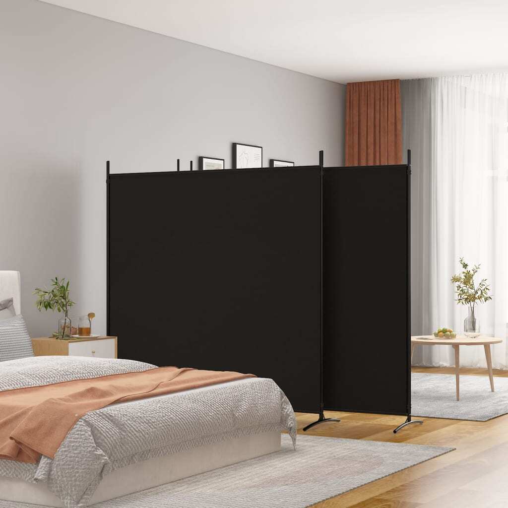 vidaXL 4-Panel Room Divider Black 274.8"x70.9" Fabric