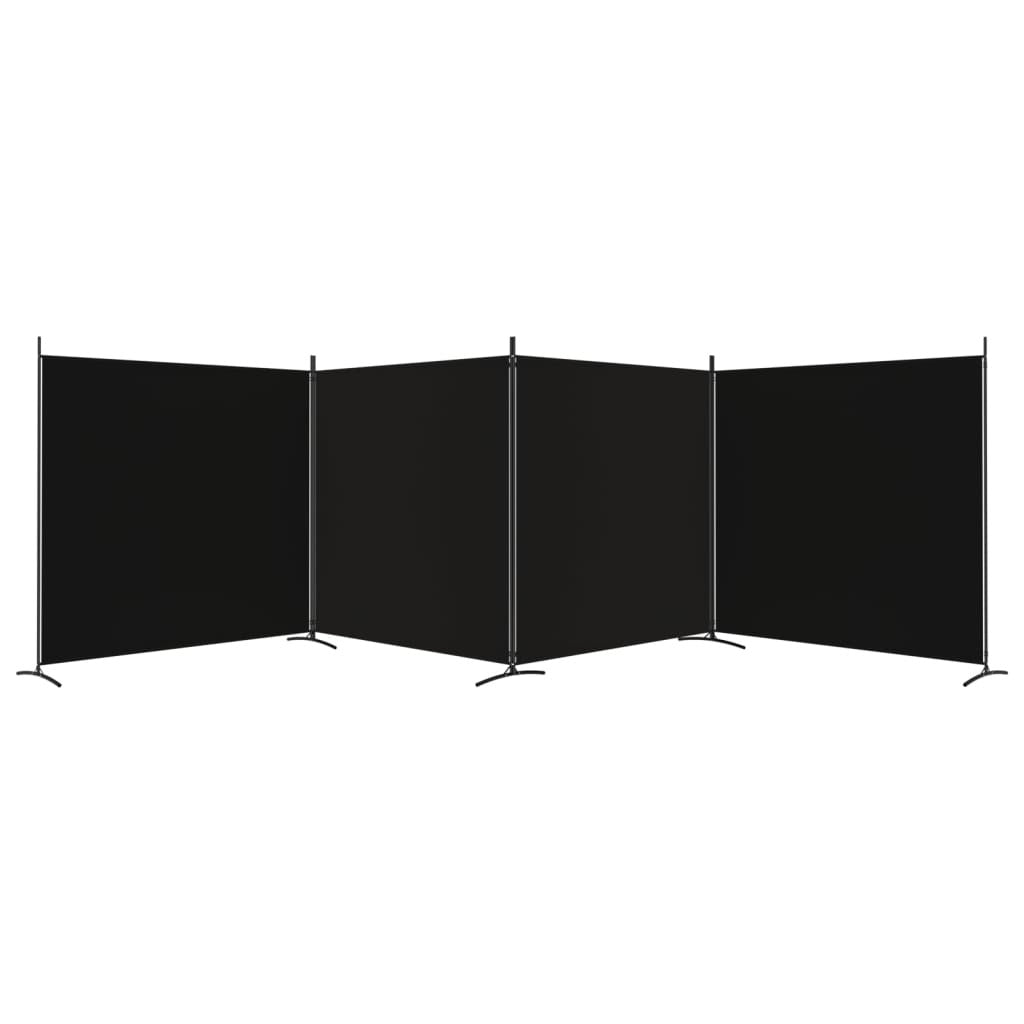 vidaXL 4-Panel Room Divider Black 274.8"x70.9" Fabric