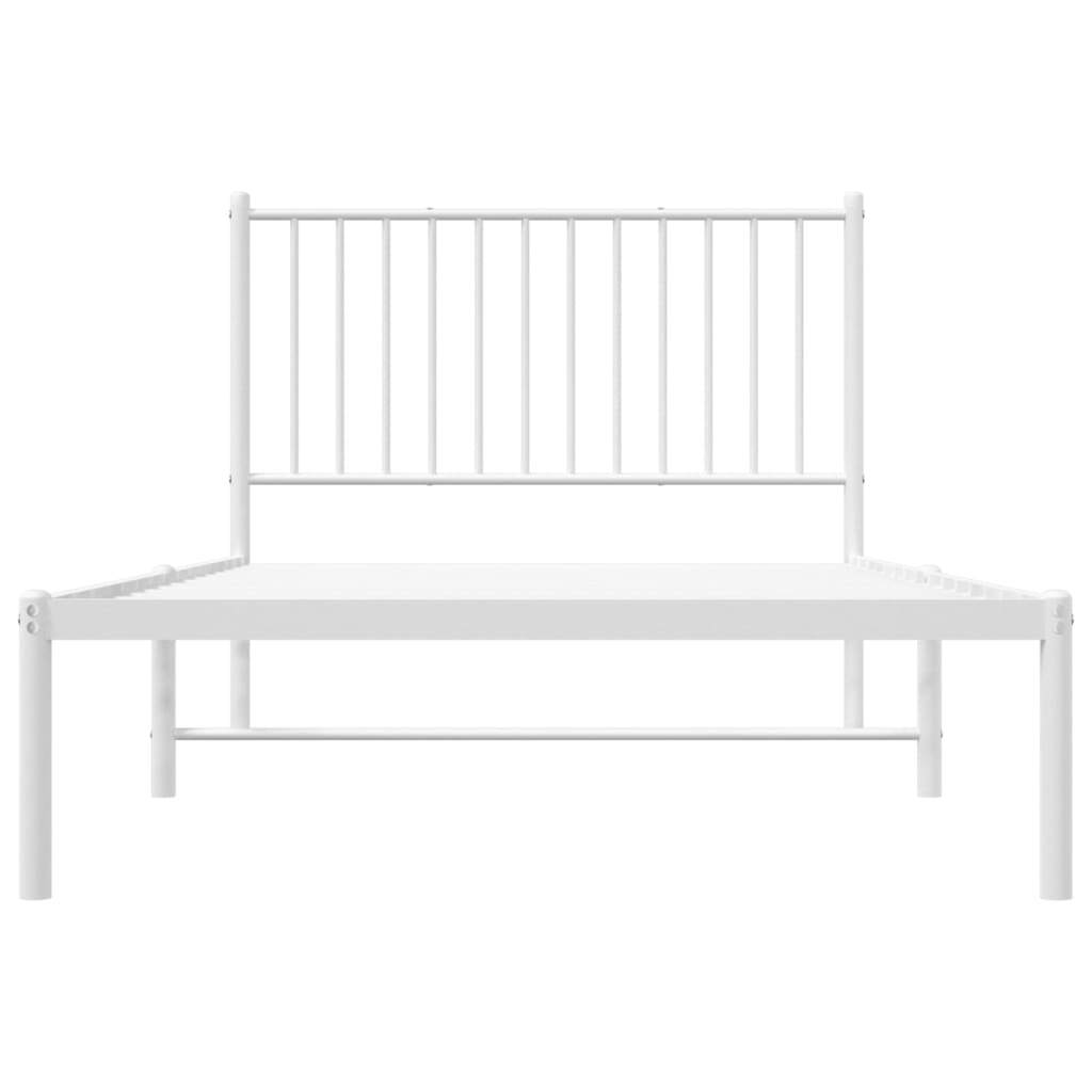 vidaXL Metal Bed Frame with Headboard White 39.4"x74.8" Twin