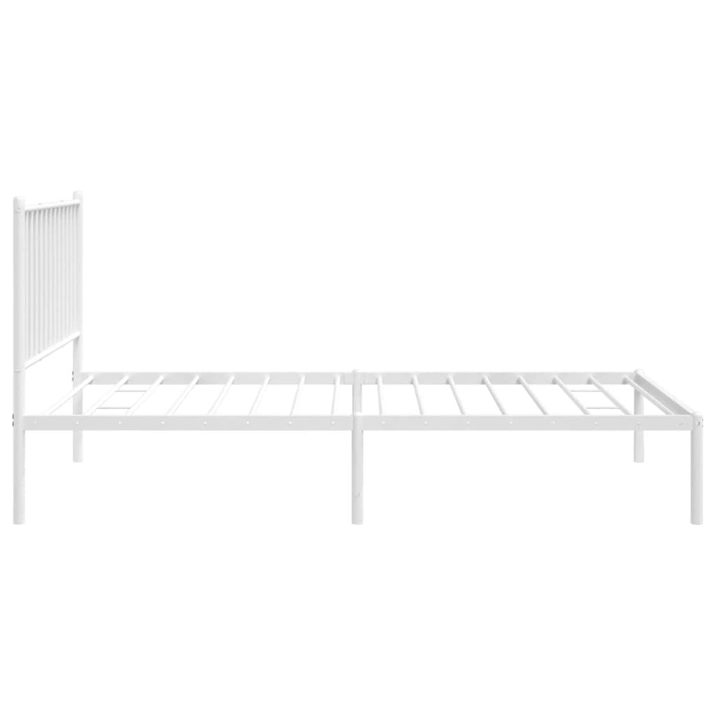 vidaXL Metal Bed Frame with Headboard White 39.4"x74.8" Twin