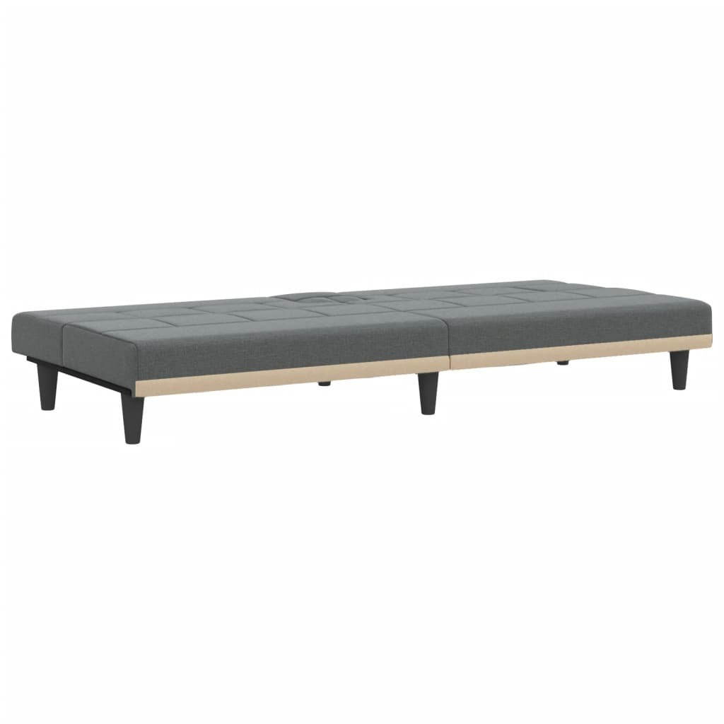 vidaXL Sofa Bed with Cup Holders Dark Gray Fabric