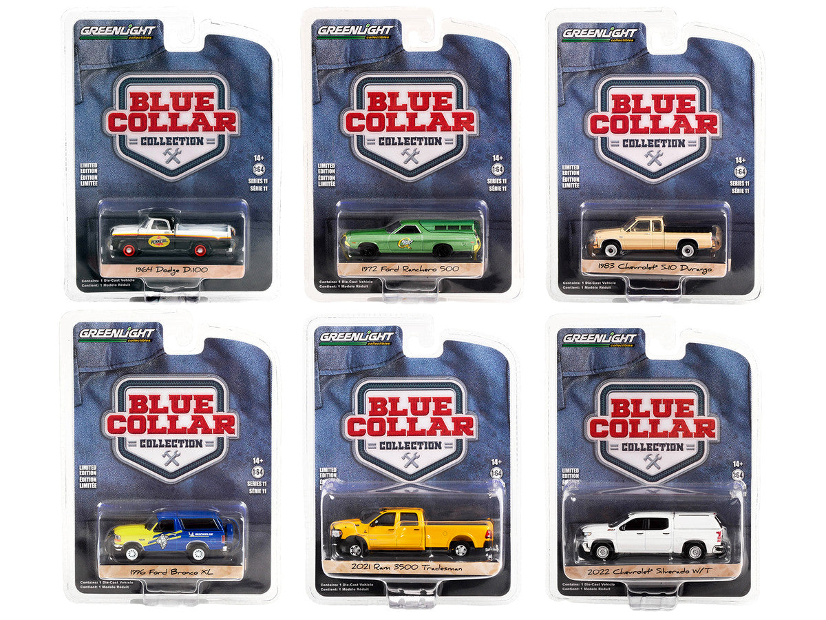 "Blue Collar Collection" Set of 6 pieces Series 11 1/64 Diecast Model Cars by Greenlight-0