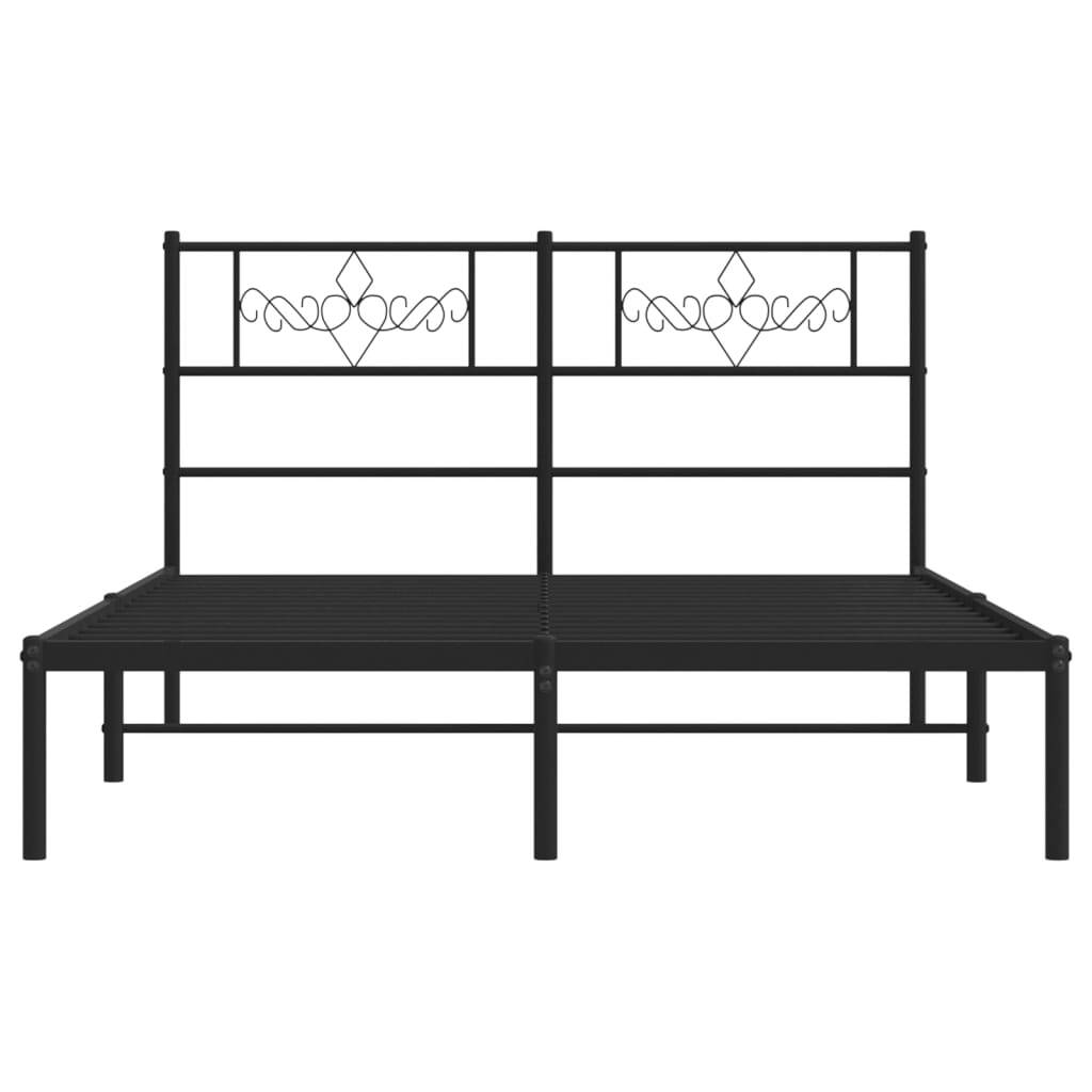 vidaXL Metal Bed Frame with Headboard Black 53.1"x74.8"