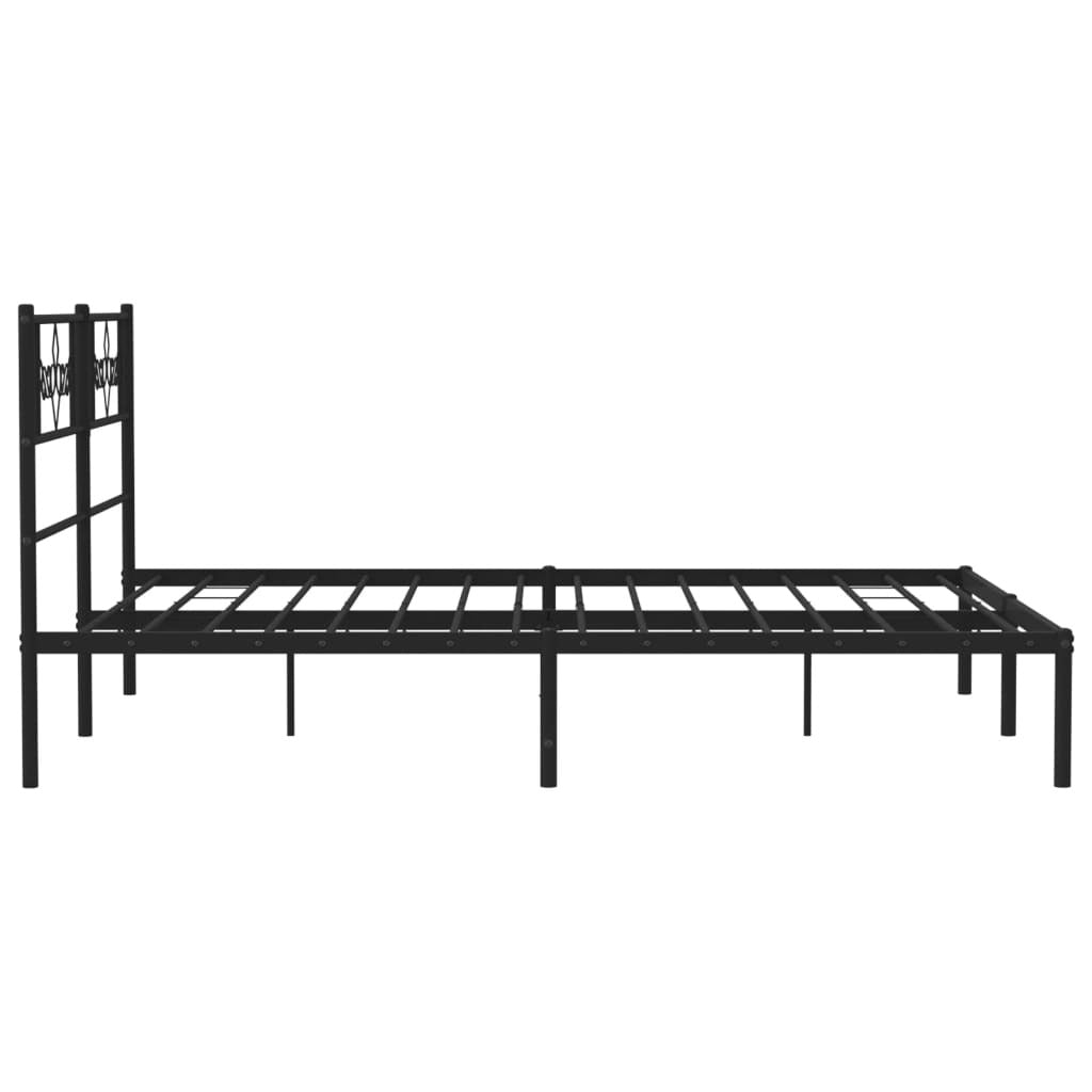 vidaXL Metal Bed Frame with Headboard Black 53.1"x74.8"