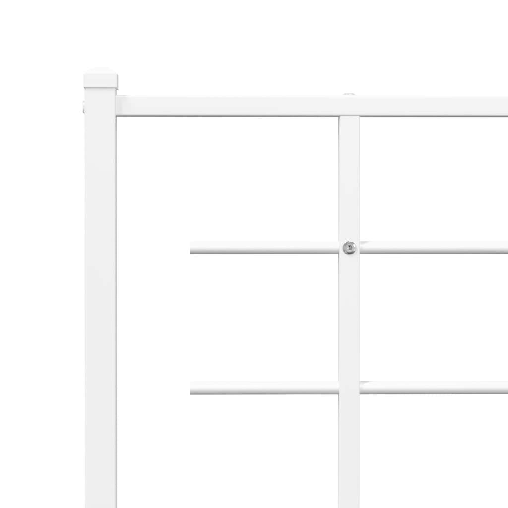 vidaXL Metal Bed Frame with Headboard White 39.4"x78.7"