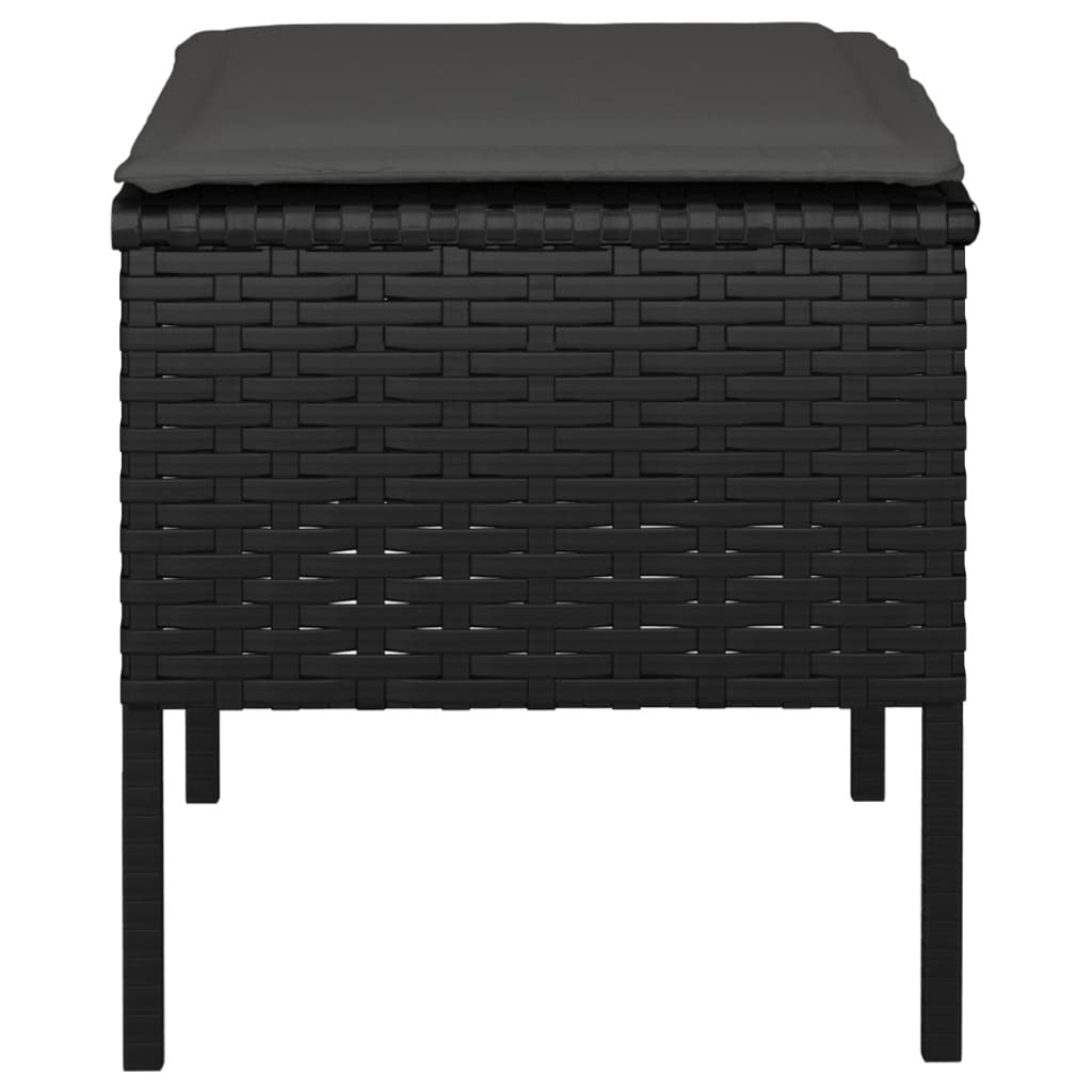 vidaXL Patio Footstools with Cushions 4 pcs Black Poly Rattan