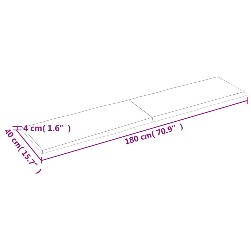 vidaXL Table Top Light Brown 70.9"x15.7"x(0.8"-1.6") Treated Solid Wood Live Edge