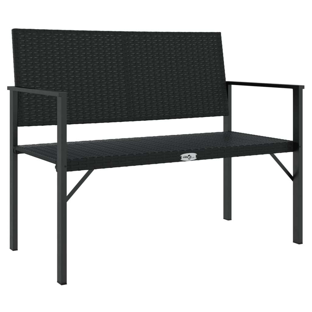 vidaXL 2-Seater Patio Bench Black Poly Rattan