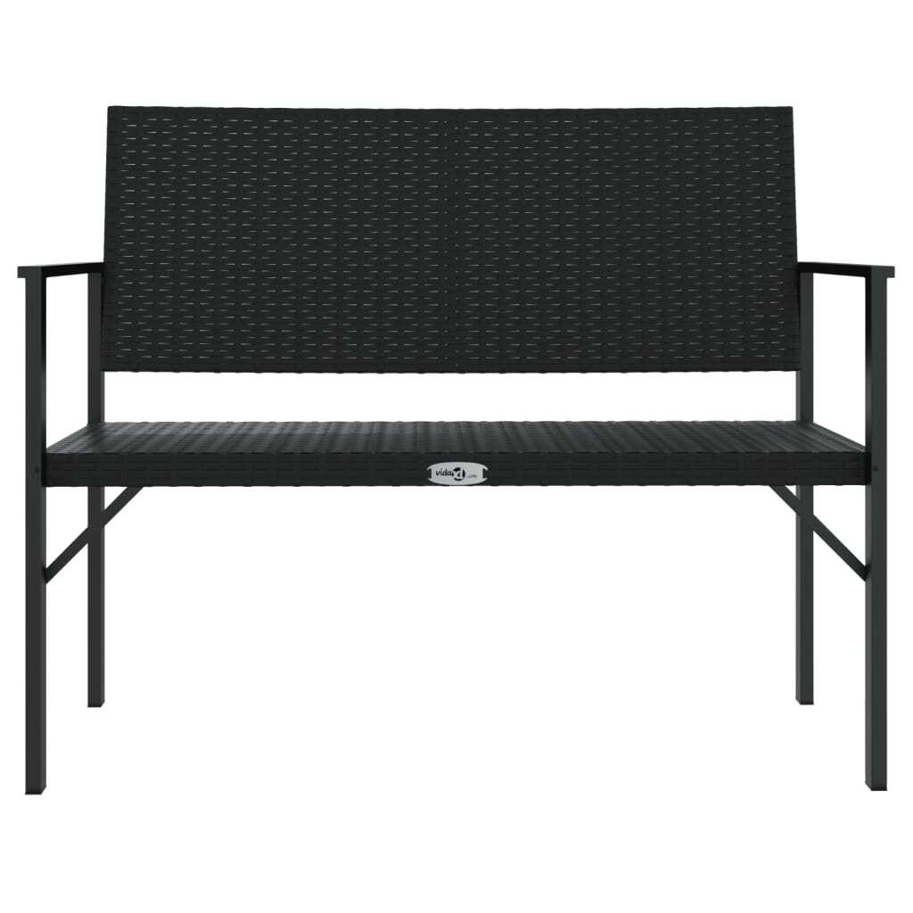 vidaXL 2-Seater Patio Bench Black Poly Rattan