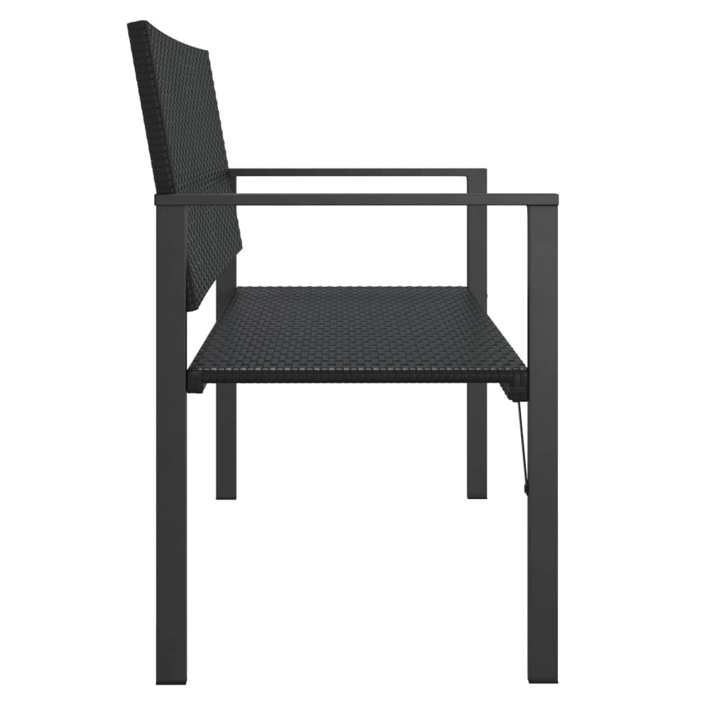 vidaXL 2-Seater Patio Bench Black Poly Rattan