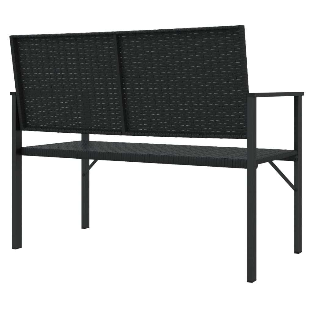 vidaXL 2-Seater Patio Bench Black Poly Rattan