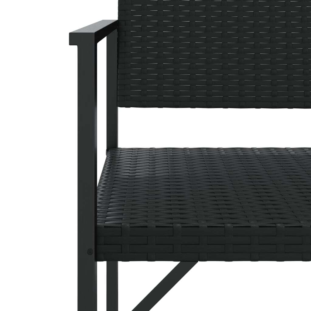 vidaXL 2-Seater Patio Bench Black Poly Rattan