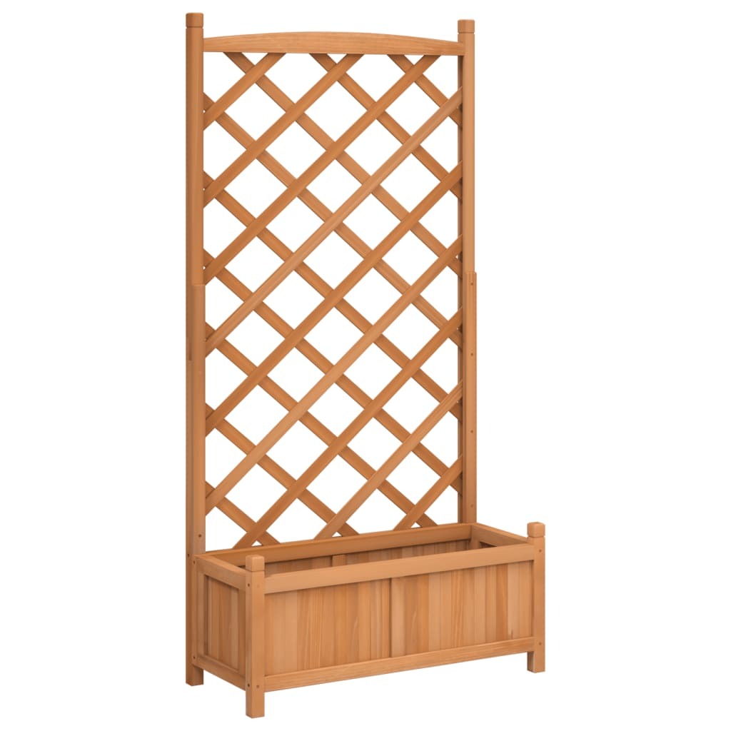 vidaXL Planter with Trellis Brown Solid Wood Fir