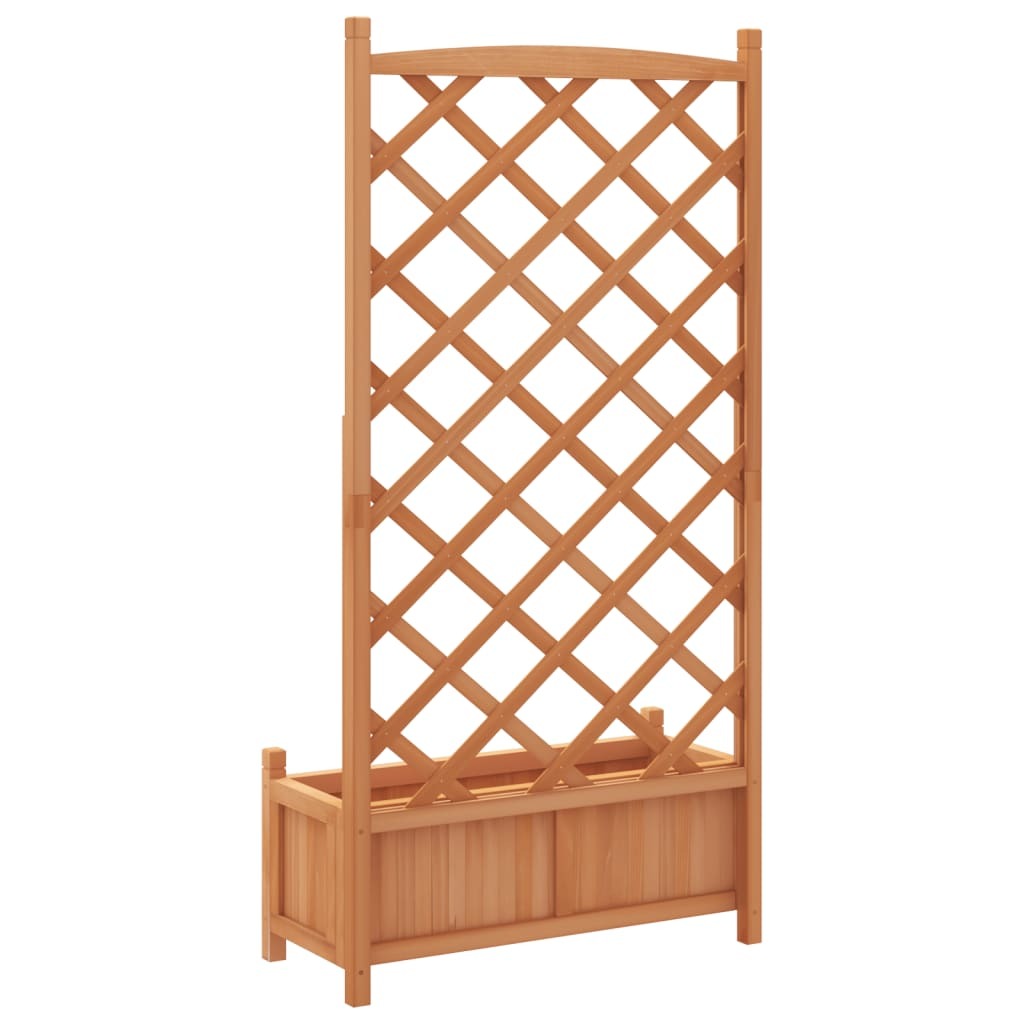 vidaXL Planter with Trellis Brown Solid Wood Fir