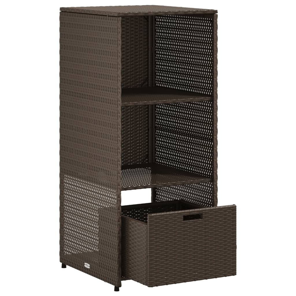 vidaXL Patio Storage Cabinet Brown 19.7"x21.7"x45.3" Poly Rattan