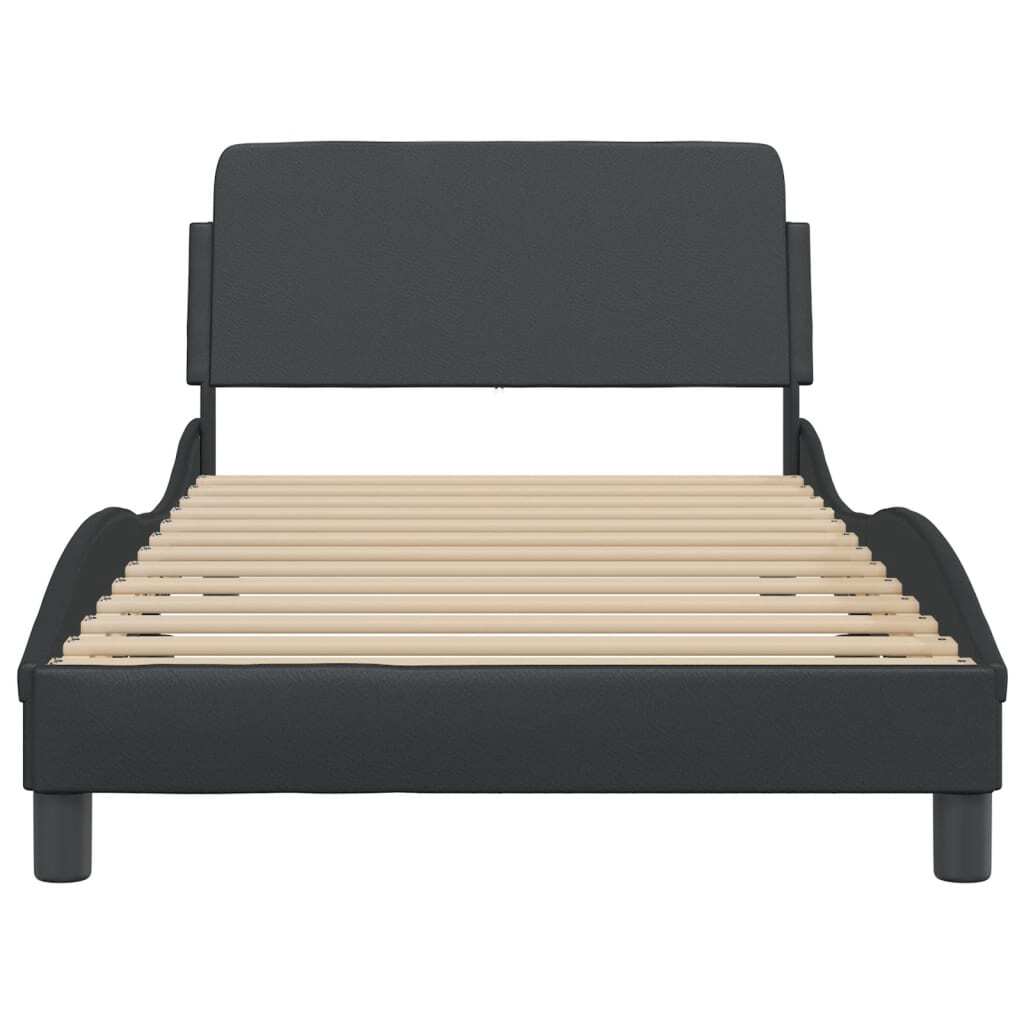 vidaXL Bed Frame with Headboard Black 39.4"x74.8" Twin Faux Leather