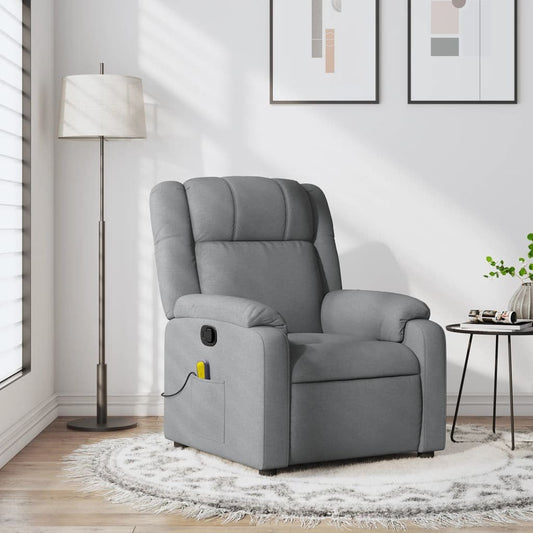 vidaXL Massage Recliner Chair Light Gray Fabric