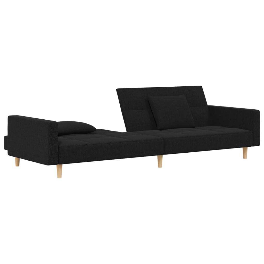 vidaXL 2-Seater Sofa Bed with Two Pillows Black Fabric