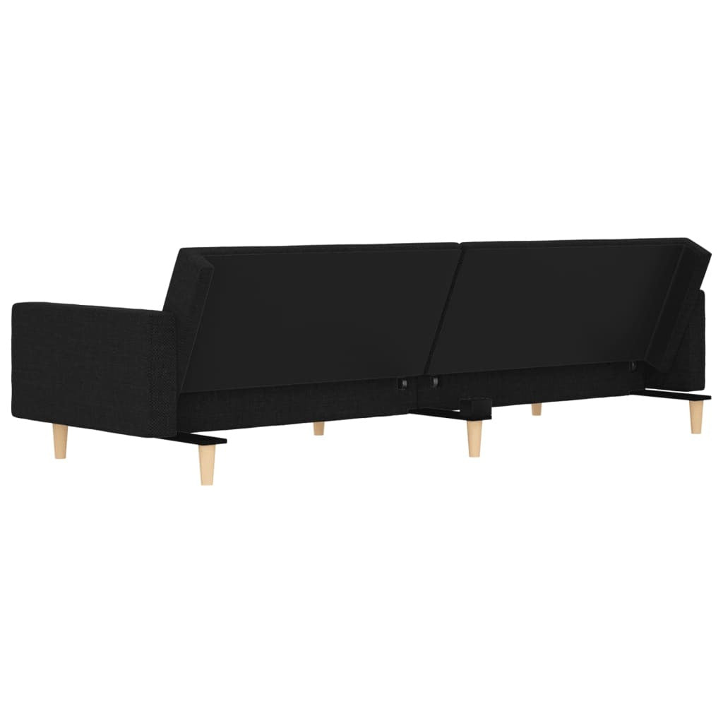 vidaXL 2-Seater Sofa Bed with Two Pillows Black Fabric