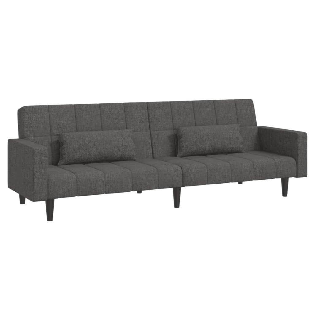 vidaXL 2-Seater Sofa Bed with Two Pillows Dark Gray Fabric