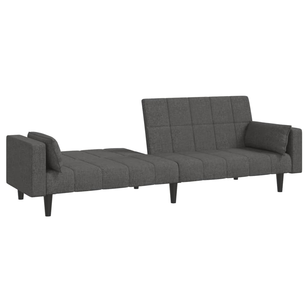 vidaXL 2-Seater Sofa Bed with Two Pillows Dark Gray Fabric