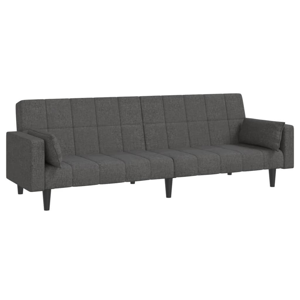 vidaXL 2-Seater Sofa Bed with Two Pillows Dark Gray Fabric