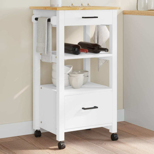 vidaXL Kitchen Trolley MONZA 18.9"x15.7"x35.4" Solid Wood Pine