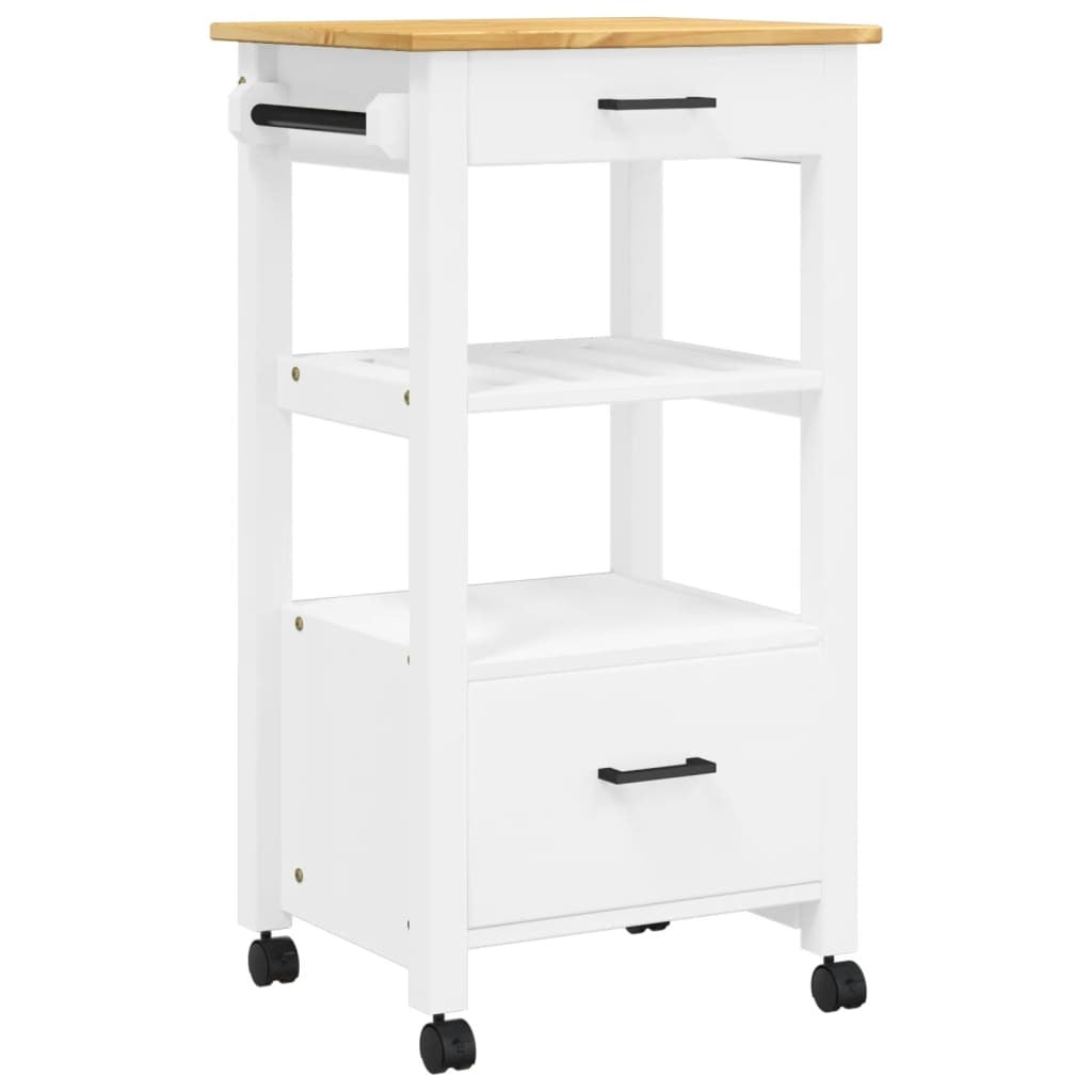 vidaXL Kitchen Trolley MONZA 18.9"x15.7"x35.4" Solid Wood Pine