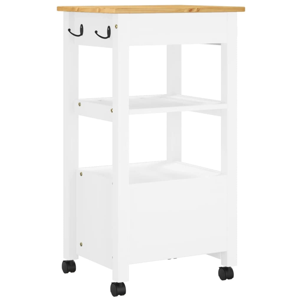 vidaXL Kitchen Trolley MONZA 18.9"x15.7"x35.4" Solid Wood Pine