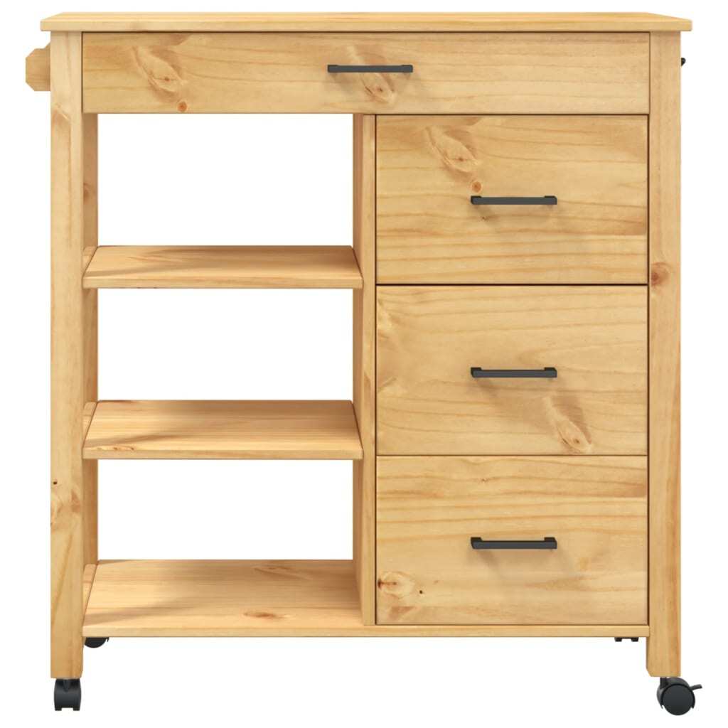 vidaXL Kitchen Trolley MONZA 33.1"x15.7"x35.4" Solid Wood Pine