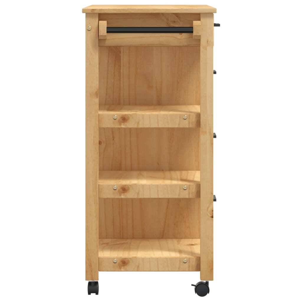 vidaXL Kitchen Trolley MONZA 33.1"x15.7"x35.4" Solid Wood Pine