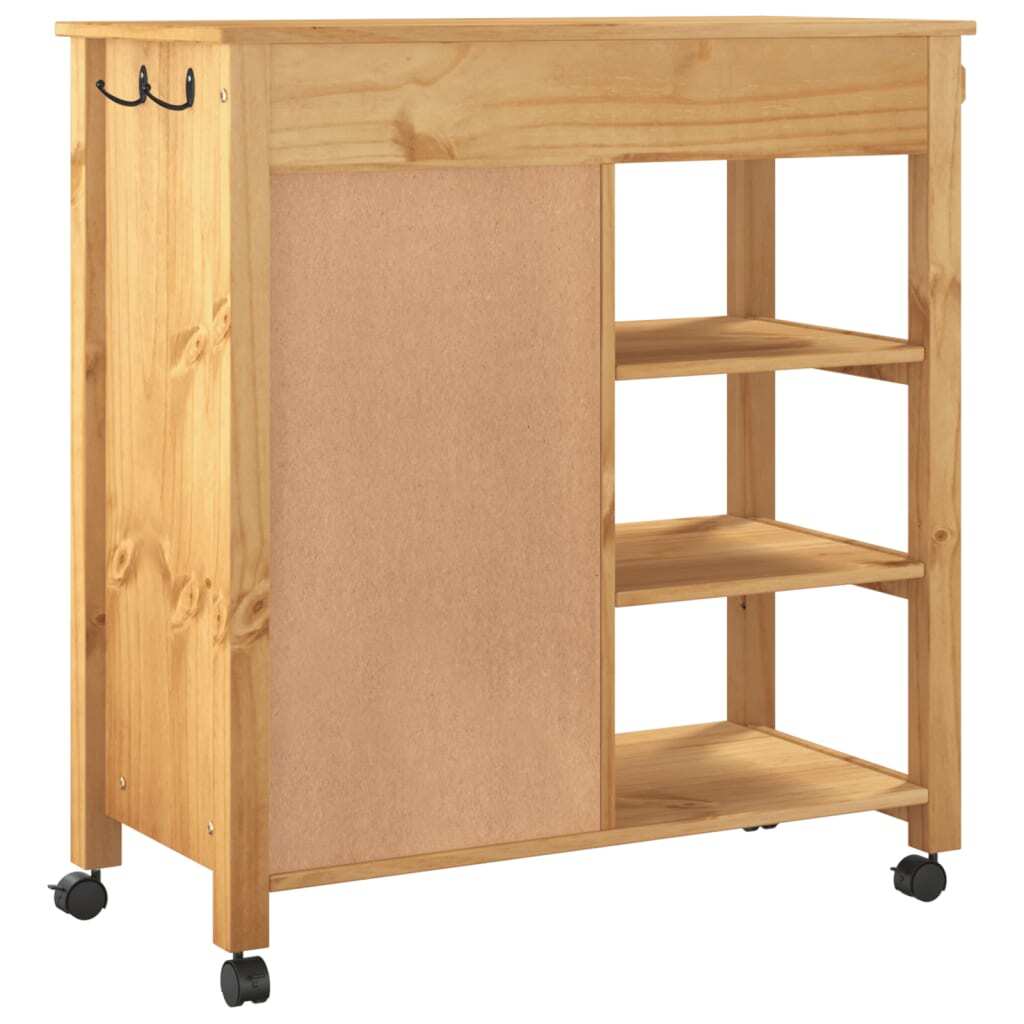 vidaXL Kitchen Trolley MONZA 33.1"x15.7"x35.4" Solid Wood Pine