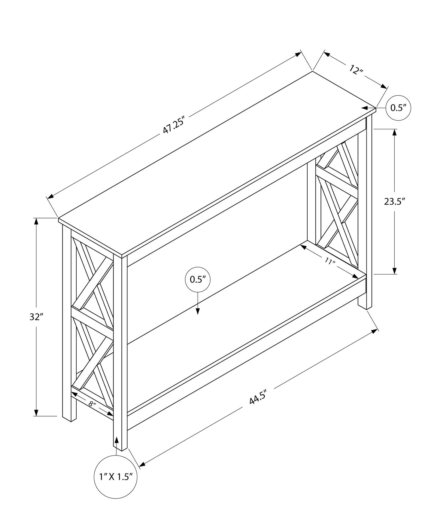 47" Taupe Console Table With Storage-6